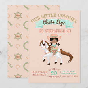 Convites Cowgirl em cavalo garotas aniversario etnico