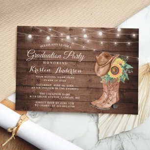 Convites Cowgirl Festa de formatura do Sunflower Boots