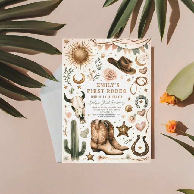 Convites Cowgirl First Rodeo Primeiro Aniversário 1 rua (Criador carregado)
