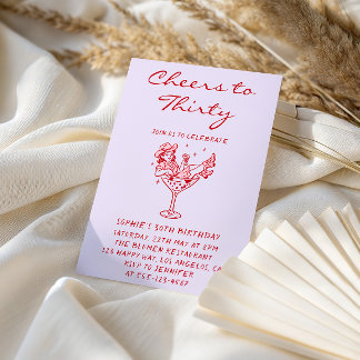 Convites Cowgirl Martini Cheers to Thirty 30th Birthday