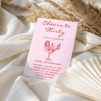 Convites Cowgirl Martini Cheers to Thirty 30th Birthday