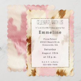 Convites Cowgirl Pink Cream Brown Cowhide