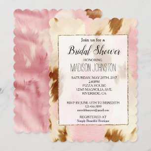 Convites Cowgirl Pink Cream Brown Cowhide