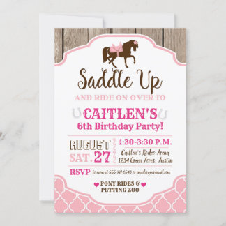 Convites Cowgirl Princesa Saddle Up Pony Birthday