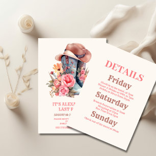 Convites Cowgirl Rosa Nashville Vamos Go Girls Bachelorette