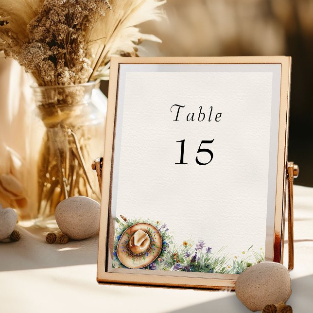 Convites Cowgirl Rustic Floral Table Number (Table Number Card from my Wildflower Cowgirl Hat Quinceanera Collection
)