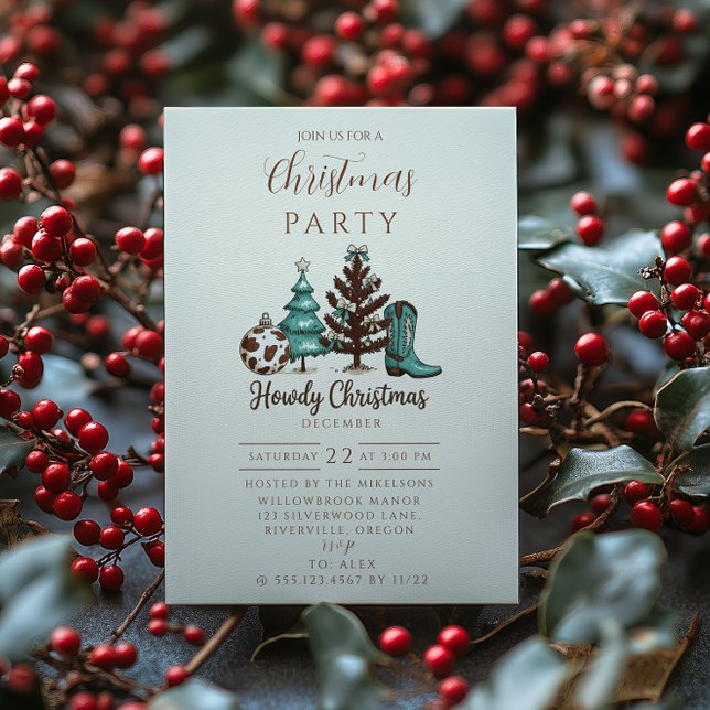 Convites Cowgirl Rustic Howdy Christmas (Criador carregado)