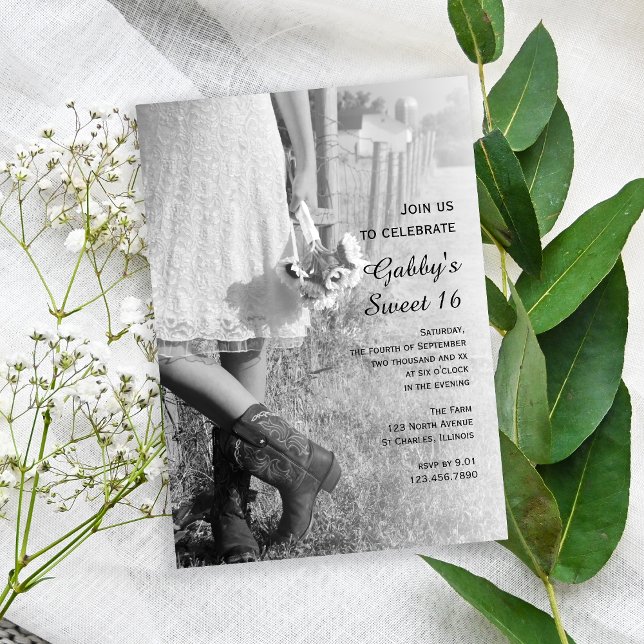 Convites Cowgirl Sunflower Country Western Sweet 16 Party (Criador carregado)