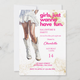 Convites Cowgirl Watercolor Girls Galentines Party