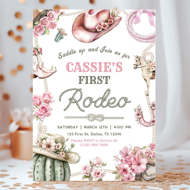 Convites Cowgirl Wild West 1st Rodeo Ranch Birthday Party (Criador carregado)