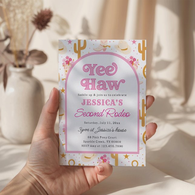 Convites Cowgirl Wild West 2nd Rodeo Ranch Birthday (Criador carregado)
