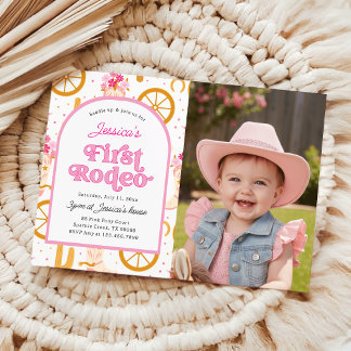 Convites Cowgirl Wild West First Rodeo Photo 1st Birthday