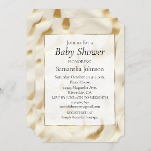 Convites Cowhide de Creme Branco Dourado Ocidental