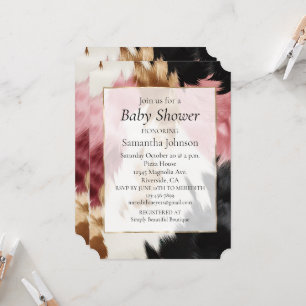 Convites Cowhide Dourada-rosa-creme-vespada