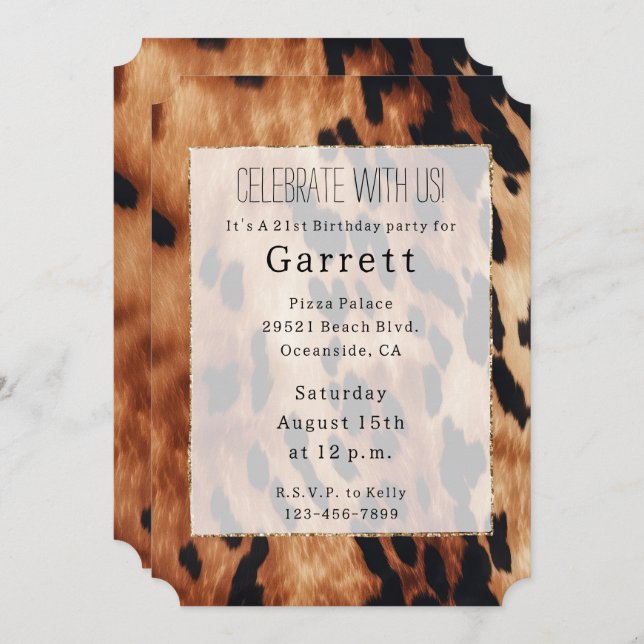 Convites Cowhide Preto-Castanho Ocidental (Frente/Verso)