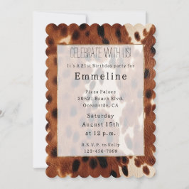 Convites Cowhide Preto-Castanho Ocidental