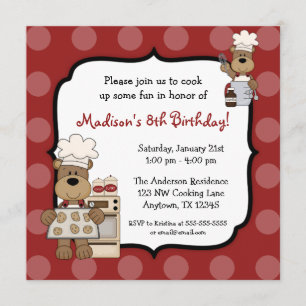 Convites Cozinhando o partido de aniversário de criança d