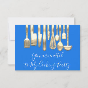 Convites Cozinhando Utensílios de Cozinha Dourados Chef de