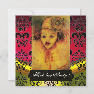 CONVITES COZINHO EM AMARELO, VERMELHO, NEGRO DAMASK MONOGRA