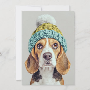 Convites Cozy Beagle em um chapéu de inverno