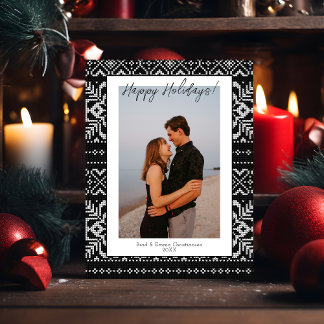 Convites Cozy Black & White Felry Natal 1 Foto Natal