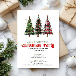 Convites Cozy buffalo plaid Christmas tree holiday invite
