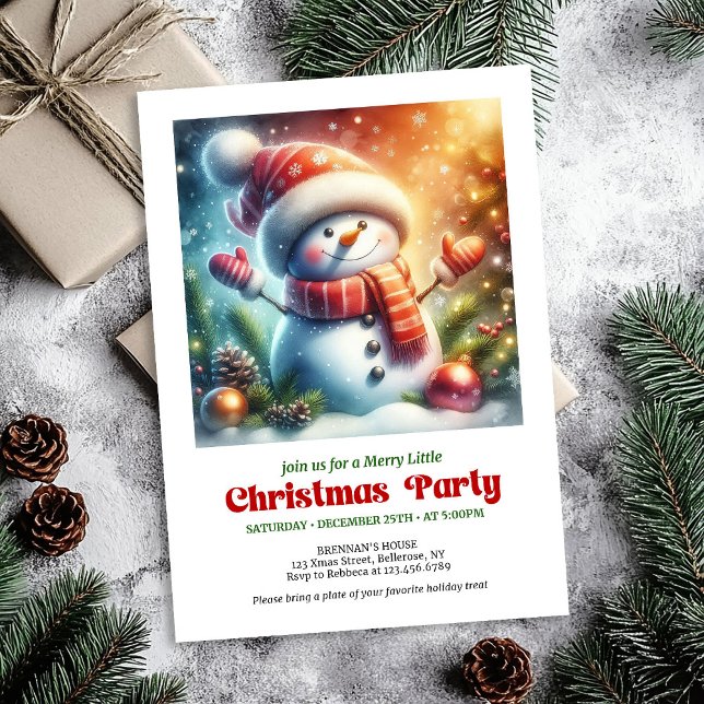 Convites Cozy cartoon snowman invite holiday cheer editable (Cozy cartoon snowman invite holiday cheer printable

)