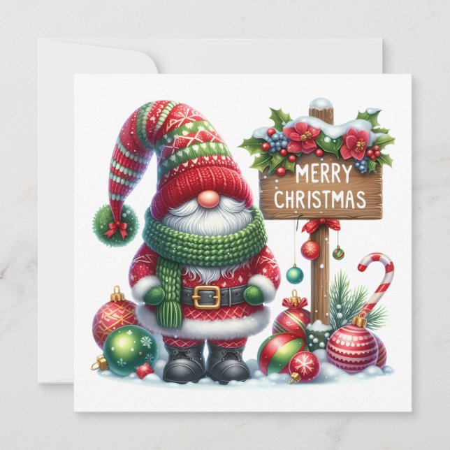 Convites Cozy Christmas Gnome Art – Festive Holiday (Frente)