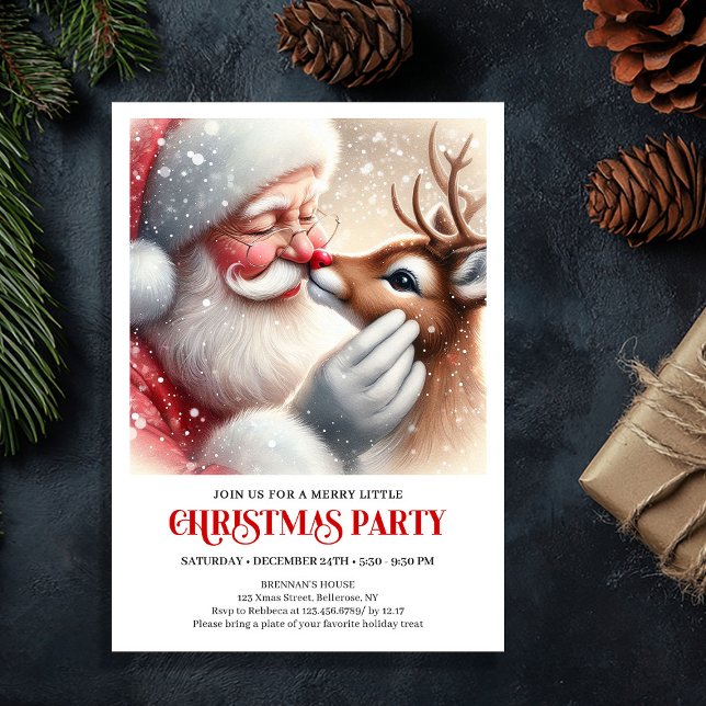 Convites Cozy Christmas Santa Claus Rudolph Family Celebrat (Cozy Christmas Santa Claus Rudolph Family Celebration Invite

)