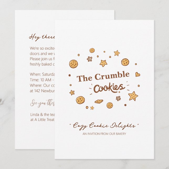 Convites Cozy Cookie Delights (Frente/Verso)