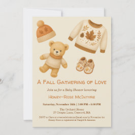 Convites Cozy Fall Baby Shower | Neutral Cream & orange