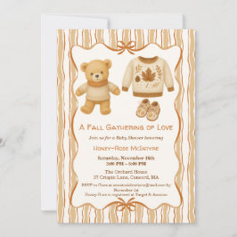 Convites Cozy Fall Baby Shower | Neutral Cream & orange