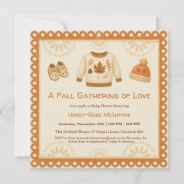 Convites Cozy Fall Baby Shower | Neutral Cream & orange