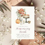 Convites Cozy Fall Pumpkin Autumn Housearming Brunch<br><div class="desc">Convide amigos,  família ou vizinhos para um elegante outono ou cair em uma reunião de brunch com essas lindas chamadas de aquarelas. A design apresenta os detalhes do seu brunch de casa em letras modernas,  tocado com uma ilustração de sobremesas de outono,  flores silvestres,  velas e uma abóbora.</div>