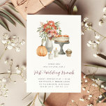 Convites Cozy Fall Pumpkin - Posto de Casamento Brunch<br><div class="desc">Convidar convidados para um elegante outono ou cair numa reunião de brunch de casamento poste com estes belos convites de aquarela. A design apresenta os detalhes do seu brunch em caracteres modernos,  acompanhados de uma ilustração das sobremesas de outono,  flores silvestres,  velas e uma abóbora.</div>