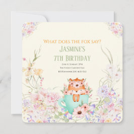 Convites Cozy Fox Flower Forest Magical Birthday Invitation