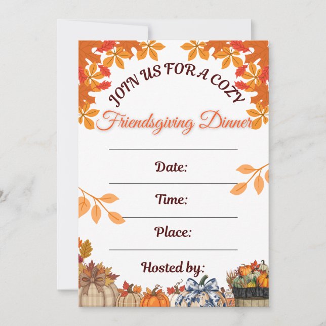 Convites Cozy Friendsgiving Dinner Art (Frente)