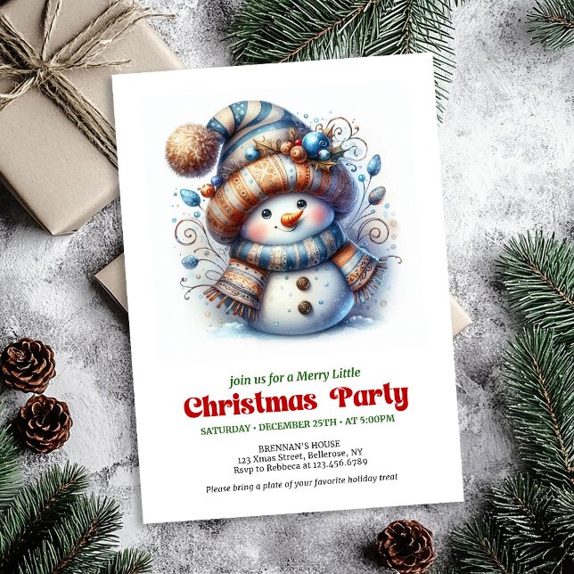 Convites Cozy funny snowman holiday invite festive digital (Cozy funny snowman holiday invite festive digital

)