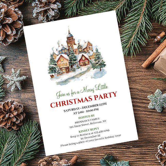 Convites Cozy minimalist Christmas scene holiday invitation (Cozy minimalist Christmas scene holiday invitation)