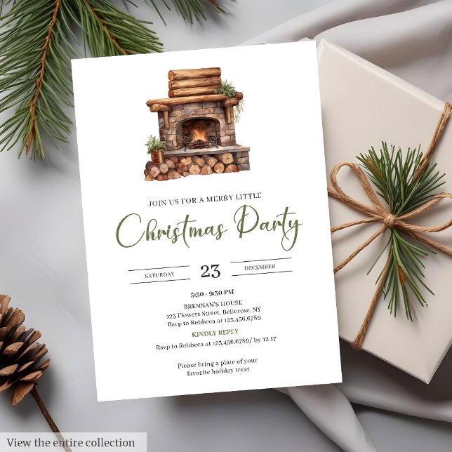 Convites Cozy Minimalist Neutral Earthy Rustic Christmas  (Cozy Minimalist Neutral Earthy Rustic Christmas Party Invitation)