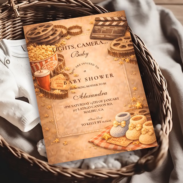 Convites Cozy Movie Night Baby Shower (Criador carregado)