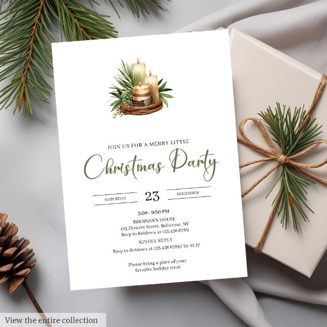 Convites Cozy Neutral Earthy Rustic Minimalist Christmas   (Cozy Neutral Earthy Rustic Minimalist Christmas Party Invite)