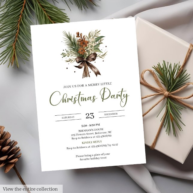 Convites Cozy Red Green Watercolor Rustic Christmas Party  (Cozy Red Green Watercolor Rustic Christmas Party Invite

)