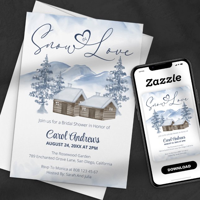 Convites Cozy Snow in Love Watercolor Chá de panela (Criador carregado)