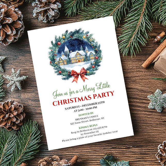 Convites Cozy Watercolor Holiday Scene Christmas Invitation (Cozy Watercolor Holiday Scene Christmas Invitation)