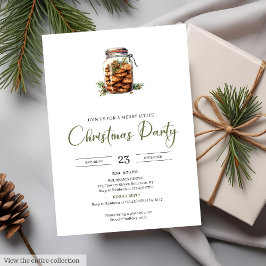 Convites Cozy Watercolor Rustic Sage Christmas Party Invite