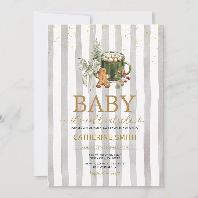 Convites Cozy Winter Cocoa Bow Baby Shower (Frente)
