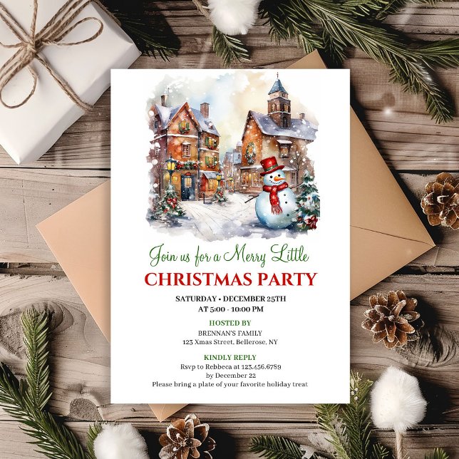 Convites Cozy winter scene holiday celebration invite (Cozy winter scene holiday celebration invite)