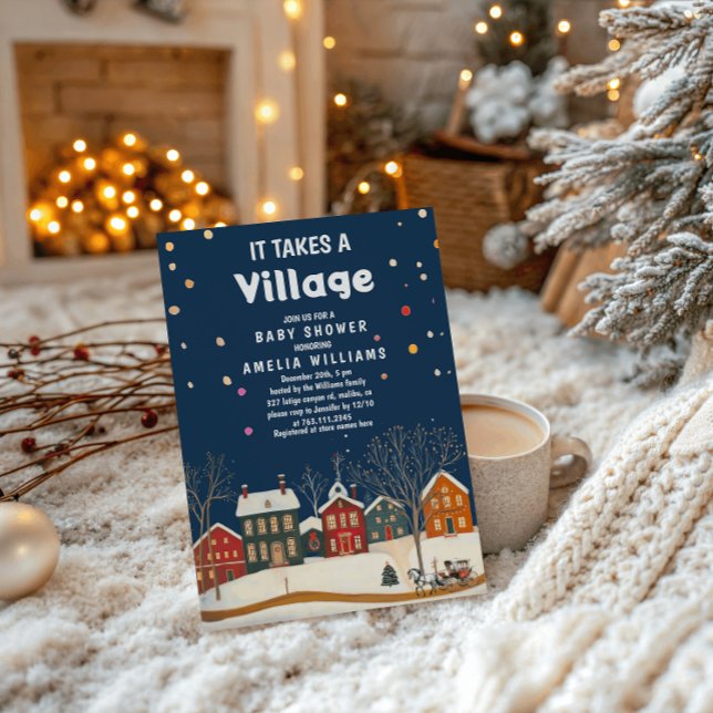 Convites Cozy Winter Village Baby Shower (Criador carregado)