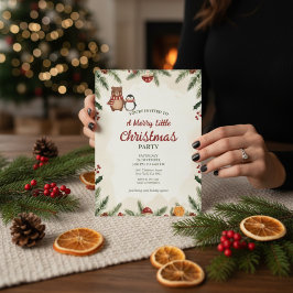Convites Cozy Woodland Christmas Party Invitation